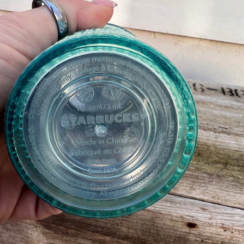 Starbucks 2014 Holiday sea green hobnail dot bumpy tumbler lid - Picture 4 of 5